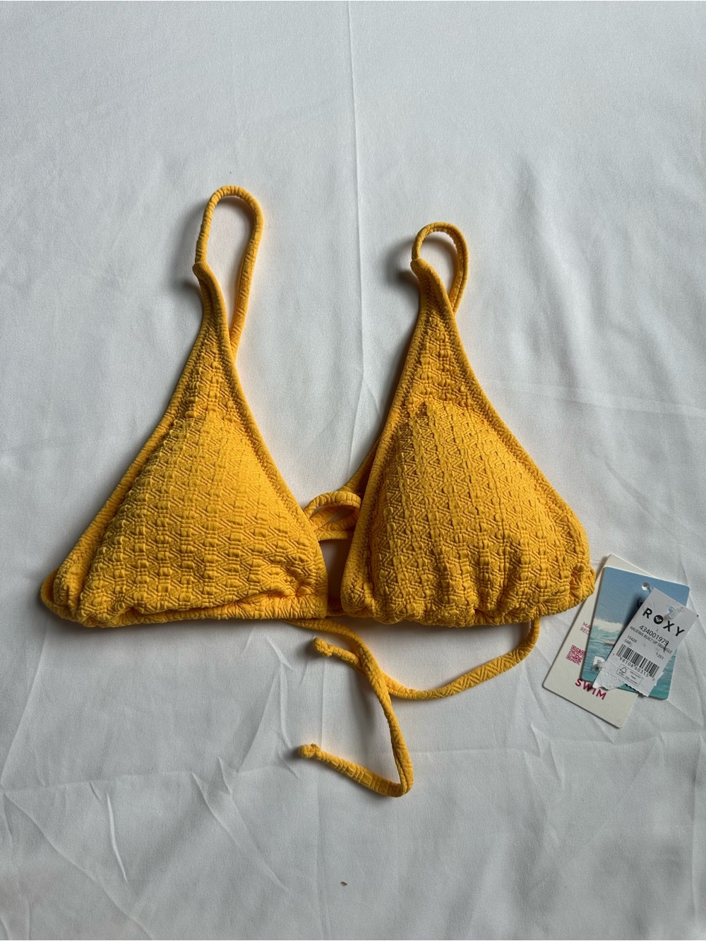 NWT Roxy Haliewa Built Up Triangle Bikini Top in Golden Rod | Size Large